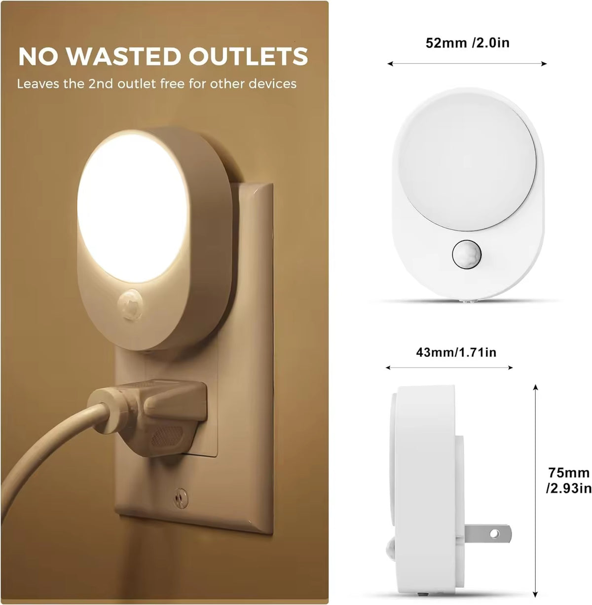 SAVRENZA™ Đèn Ngủ Cảm Biến PIR GY123-02 220V - Tự Động Bật Sáng