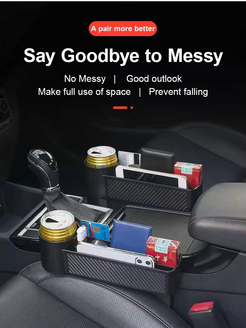 SAVRENZA™ Hộp Đựng Đồ Khe Ghế Ô Tô Có Khay Cốc