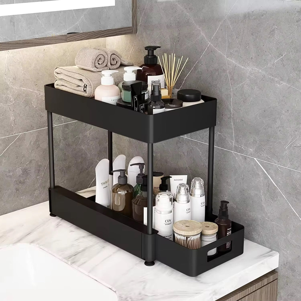 SAVRENZA™ Kệ Dưới Bồn Rửa 2 Tầng Kéo