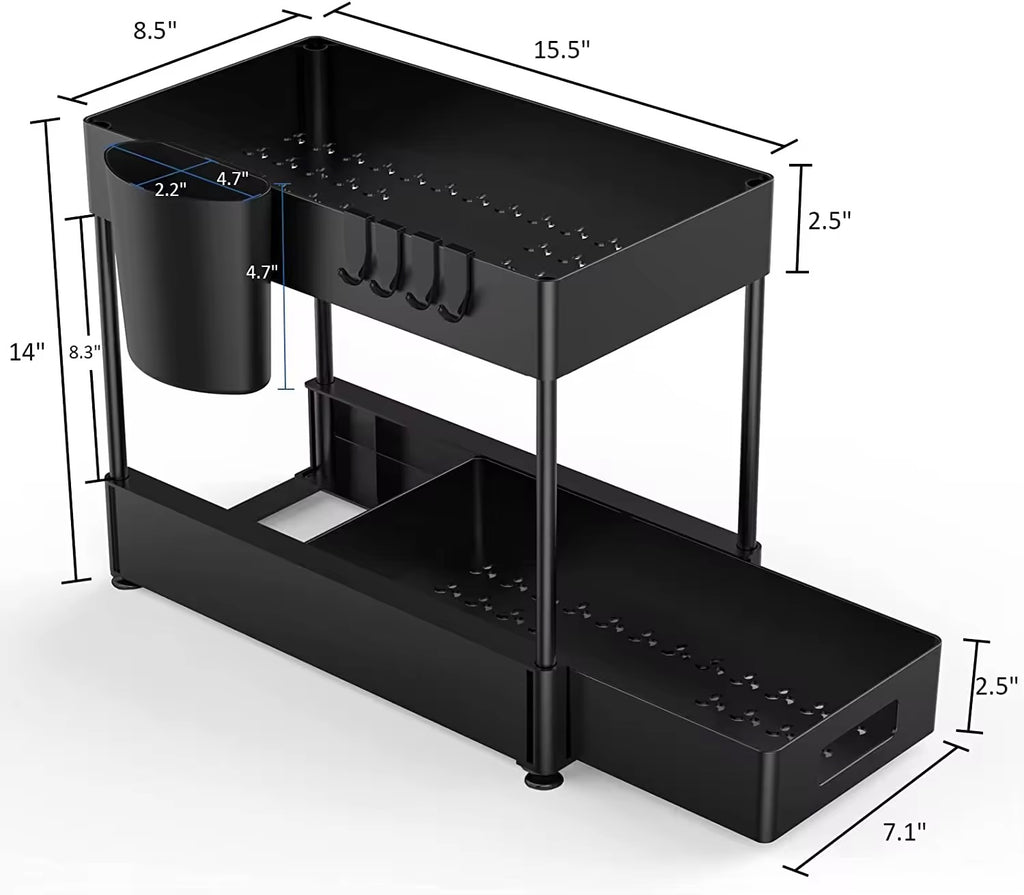 SAVRENZA™ Kệ Dưới Bồn Rửa 2 Tầng Kéo