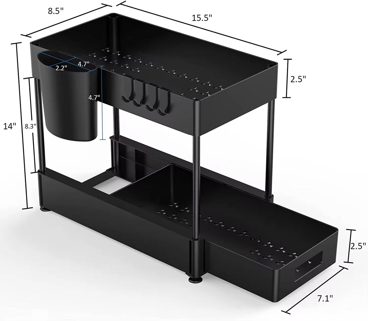 SAVRENZA™ Kệ Dưới Bồn Rửa 2 Tầng Kéo