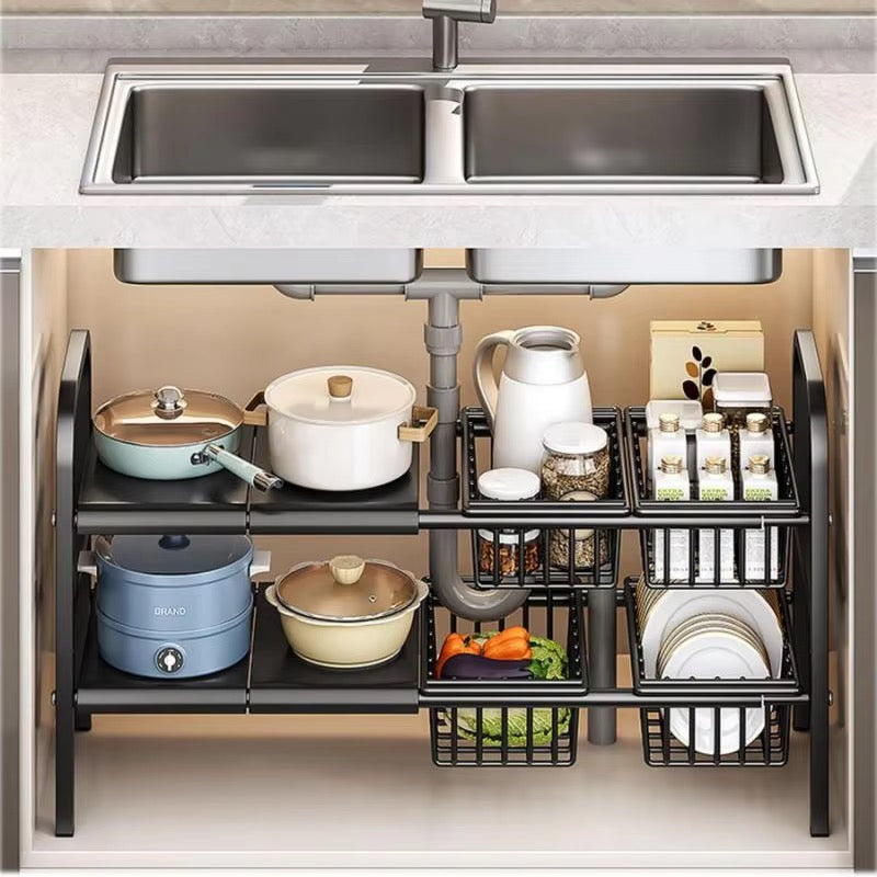 SAVRENZA™ Kệ Dưới Bồn Rửa 2 Tầng Mở Rộng