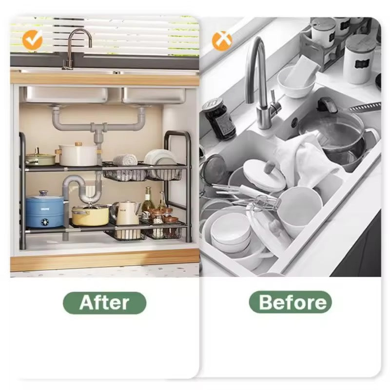 SAVRENZA™ Kệ Dưới Bồn Rửa 2 Tầng Mở Rộng