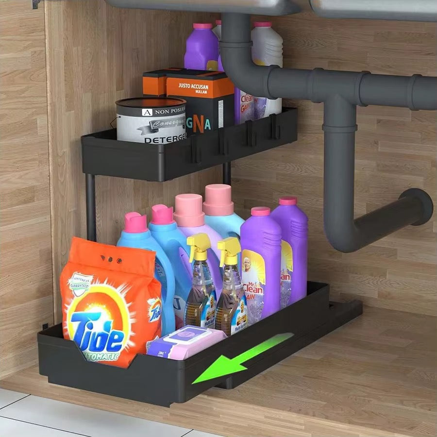 SAVRENZA™ Kệ đựng đồ dưới bồn rửa 2 tầng chữ L nhà bếp