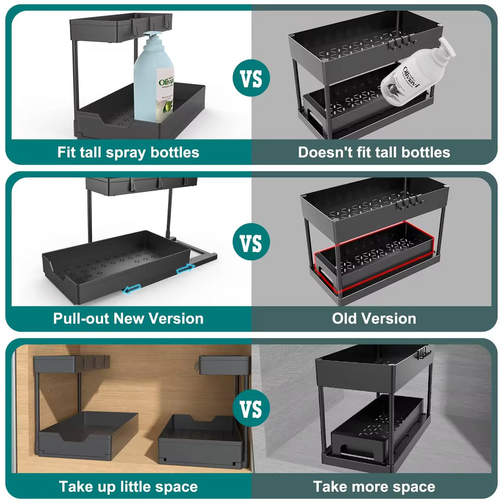 SAVRENZA™ Kệ đựng đồ dưới bồn rửa 2 tầng chữ L nhà bếp