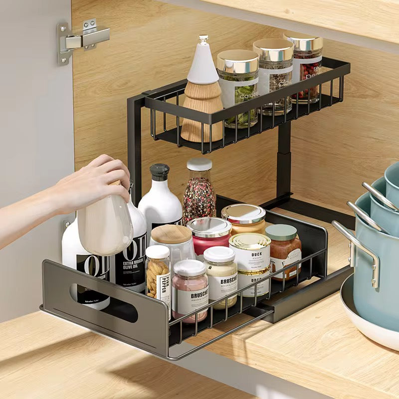 SAVRENZA™ Kệ Dưới Bồn Rửa 2 Tầng Kéo Trượt