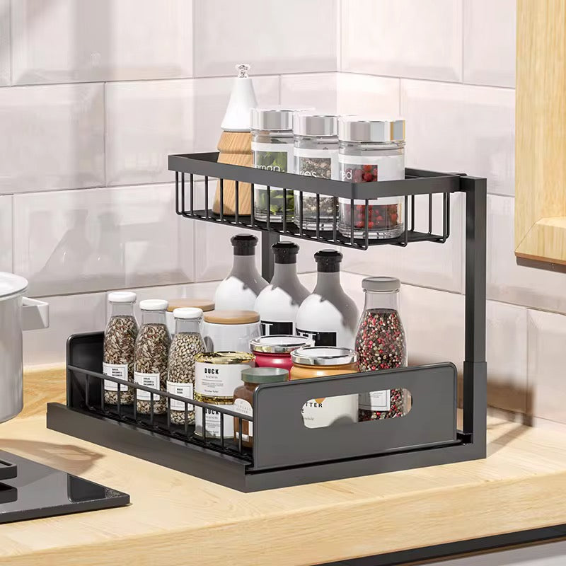 SAVRENZA™ Kệ Dưới Bồn Rửa 2 Tầng Kéo Trượt