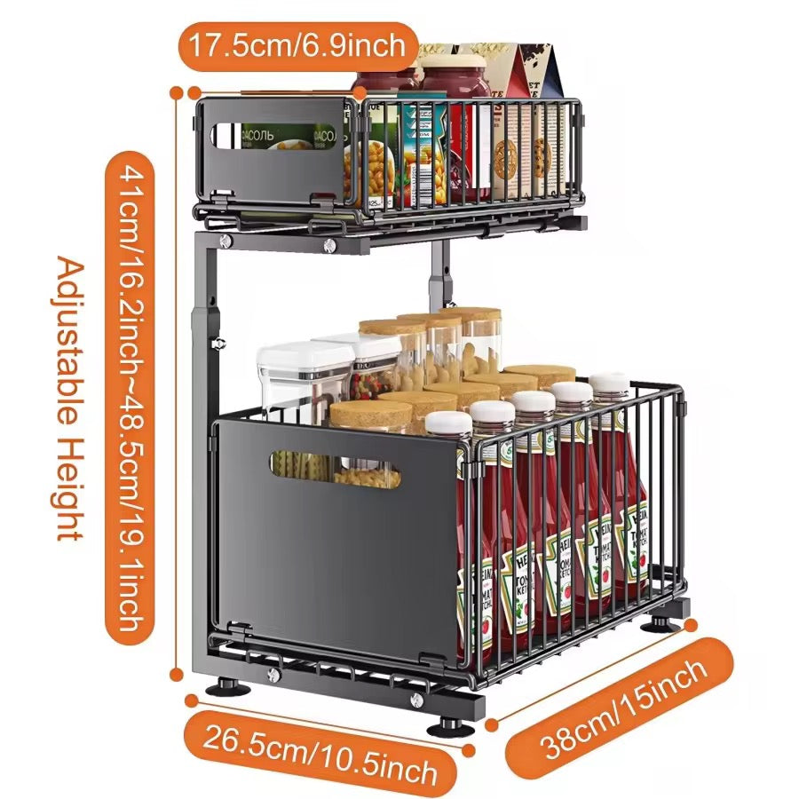SAVRENZA™ Kệ Dưới Bồn Rửa 2 Tầng Chữ L