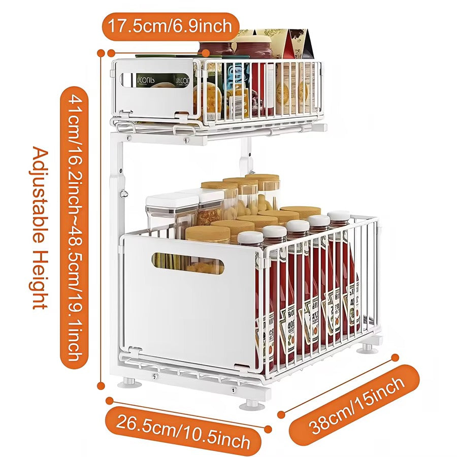 SAVRENZA™ Kệ Dưới Bồn Rửa 2 Tầng Chữ L