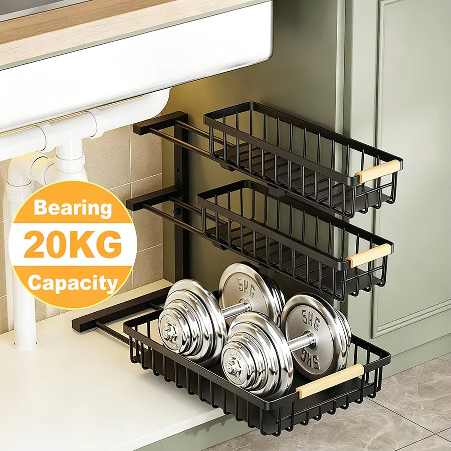 SAVRENZA™ Kệ Dưới Bồn Rửa 3 Tầng Kéo Trượt – Mẫu 2