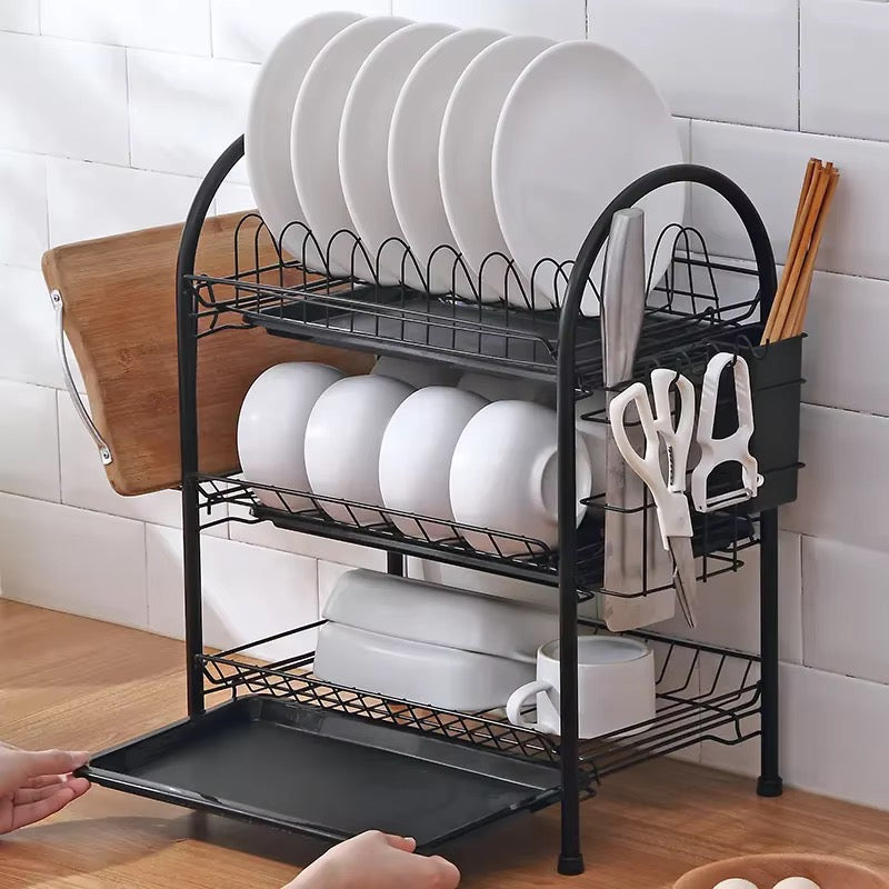 SAVRENZA™ Kệ Úp Chén 3 Tầng Có Khay