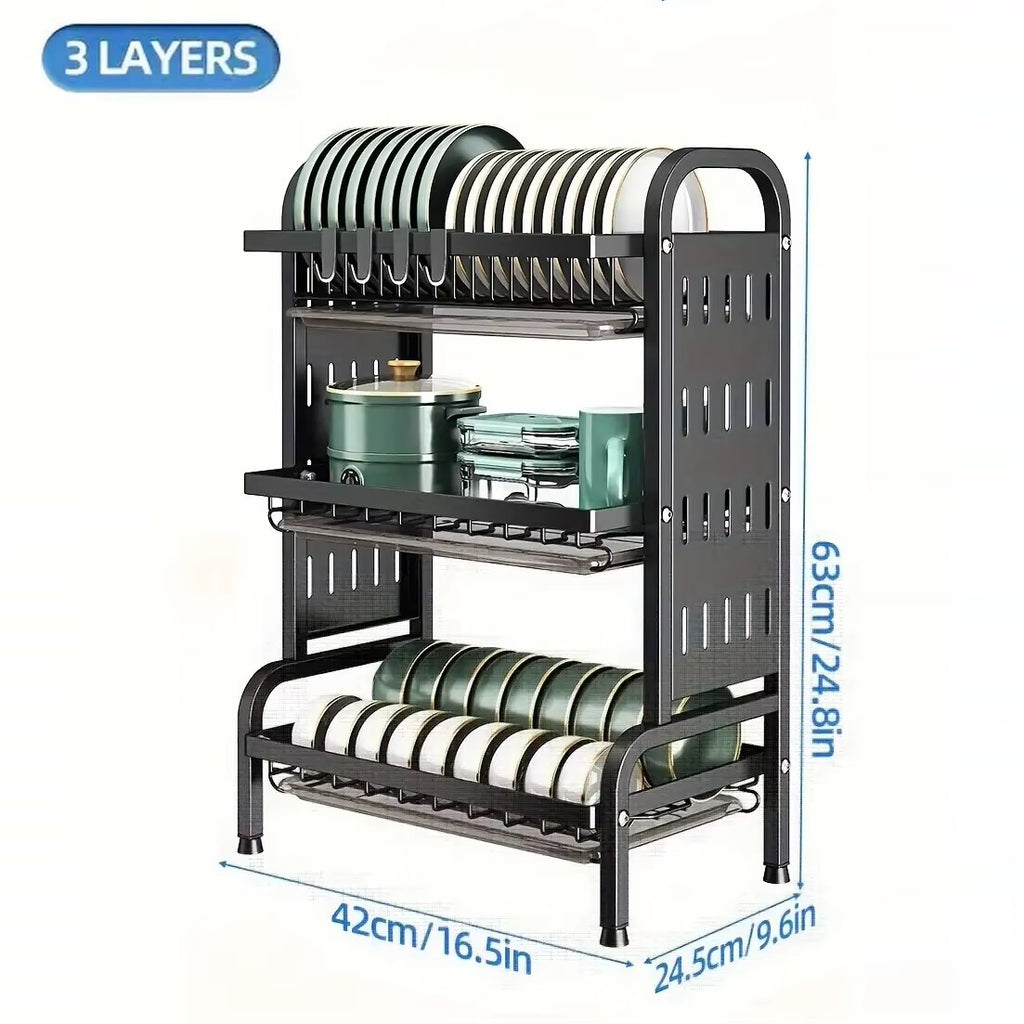 SAVRENZA™ Kệ Úp Chén 3 Tầng Đa Năng