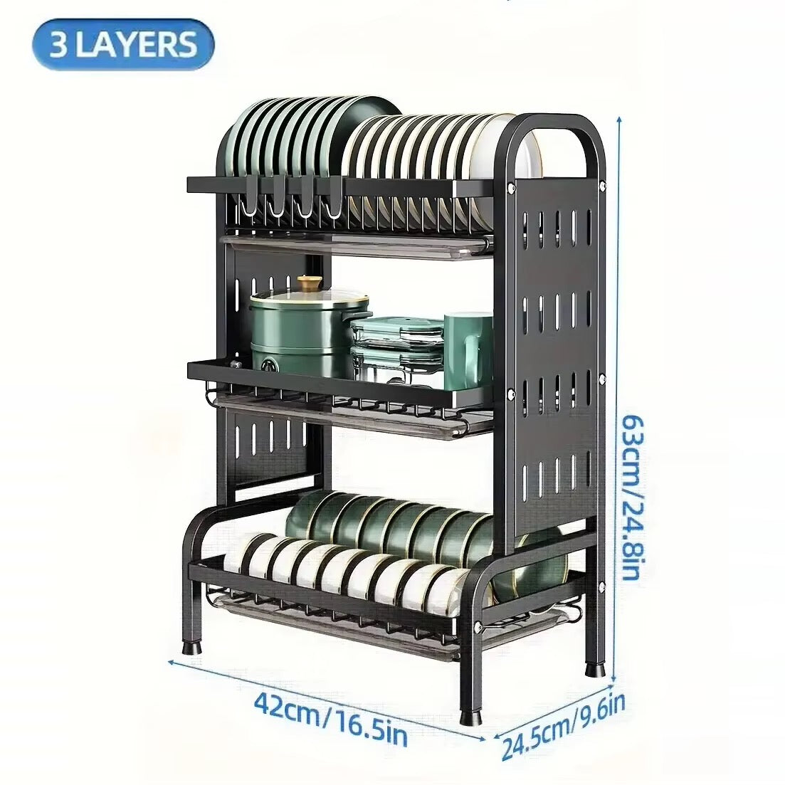 SAVRENZA™ Kệ Úp Chén 3 Tầng Đa Năng