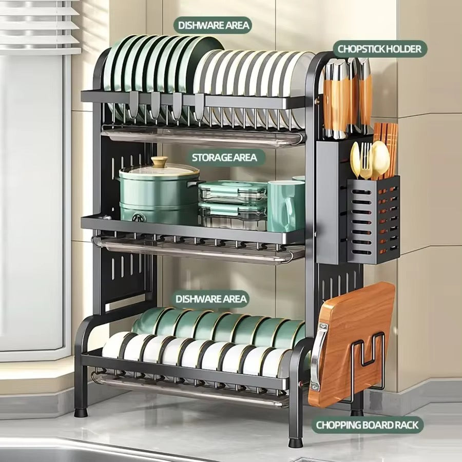 SAVRENZA™ Kệ Úp Chén 3 Tầng Đa Năng
