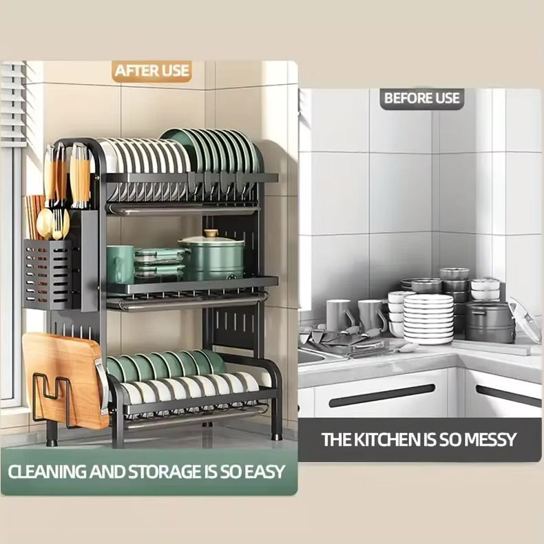 SAVRENZA™ Kệ Úp Chén 3 Tầng Đa Năng